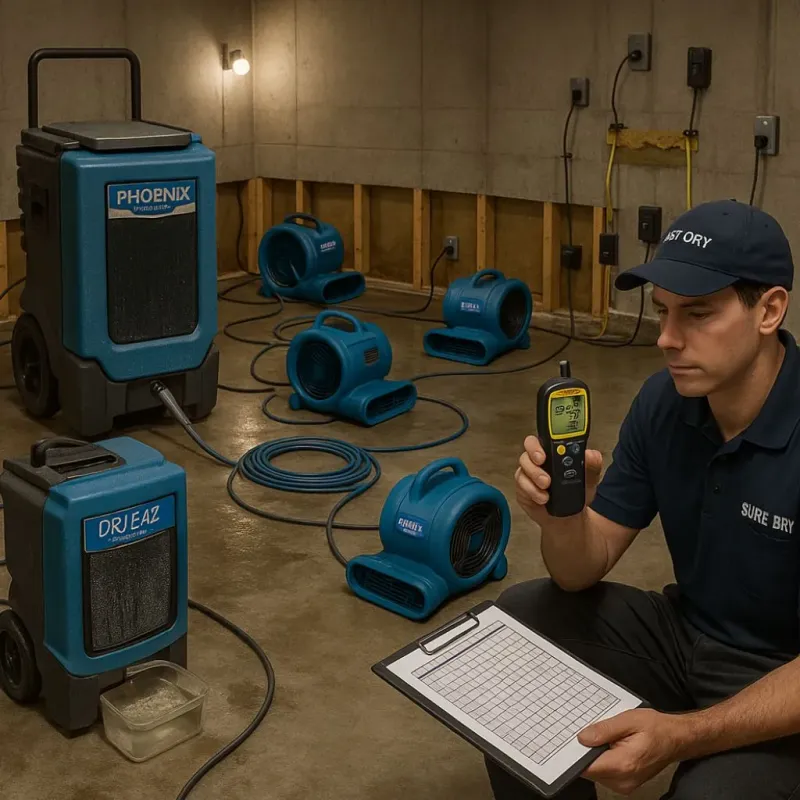 Structural Drying and Dehumidification process in Cocoa Beach, FL